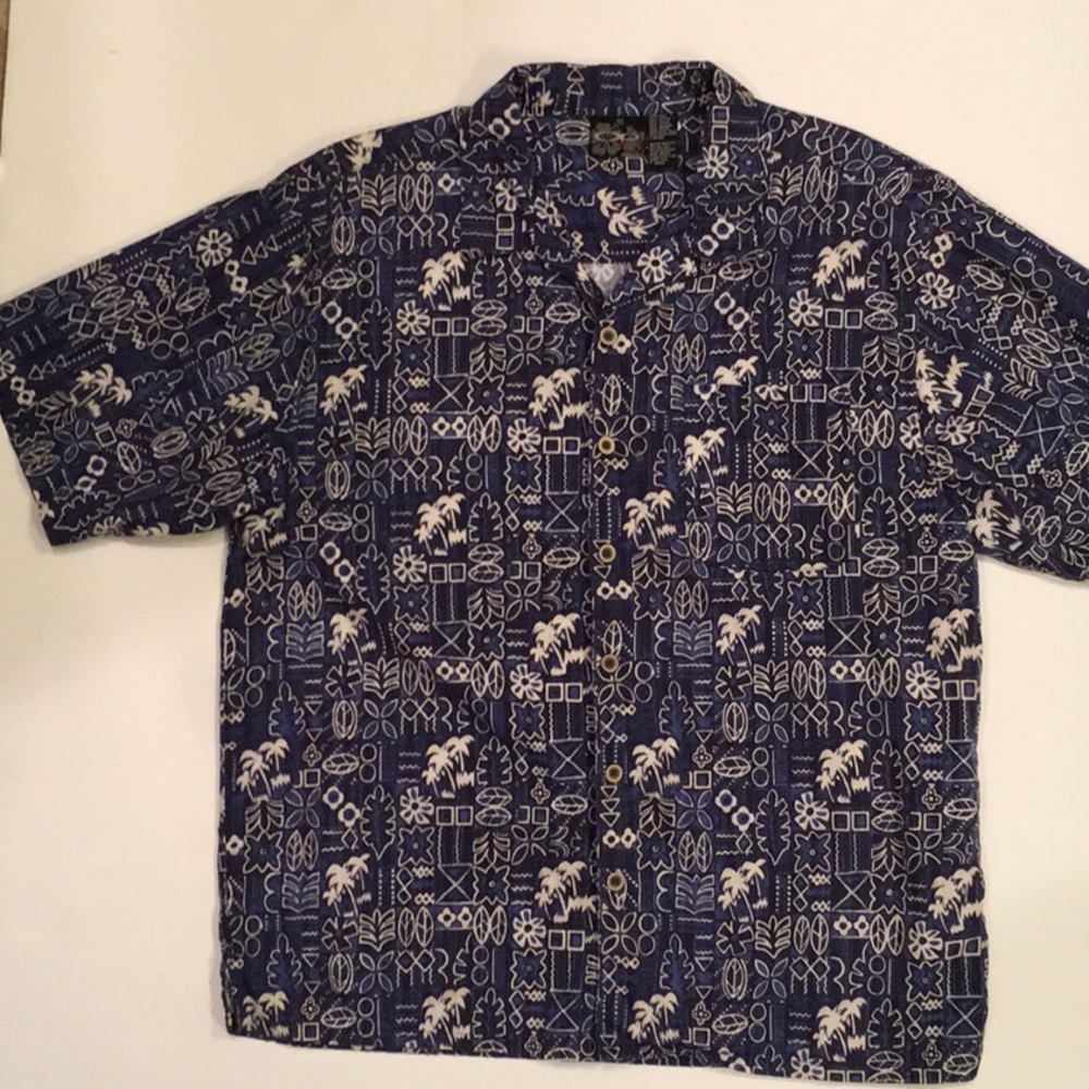 OP Sport Woodblock-style Hawaiian Print Camp Shirt